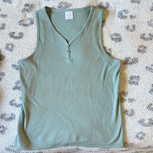 Wonder Nation Sage Green Ribbed Sleeveless Tank V-neck